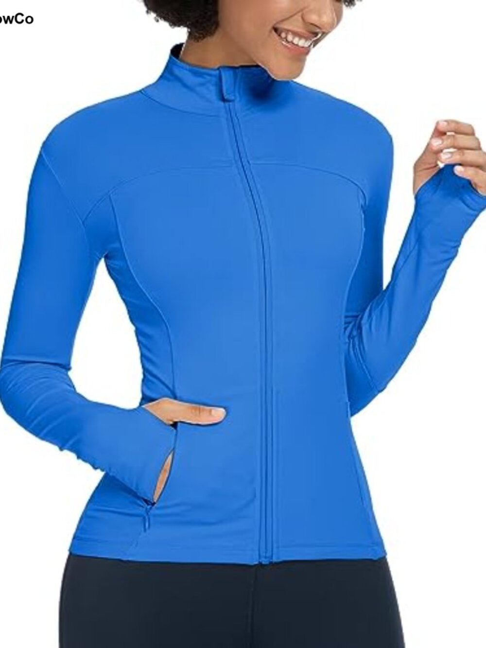 Women's Running Jacket Full Zip Thumb Holes Lightweight Sweat Wicking